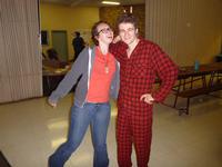 Mark modeling his pajamas with Hannah