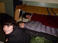 Carmen, Camille, and Savannah sleeping at 30 Hour Famine