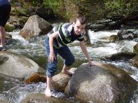 Corbin crossing the creek