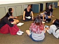 middle school girls discuss pruning