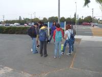 Praying at the flag pole at Santa Clara High School