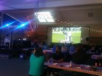 Huge Superbowl party in the fellowship hall